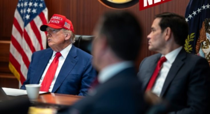 Marco Rubio speaking to reporters