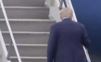 President Trump stumbles on Air Force One stairs