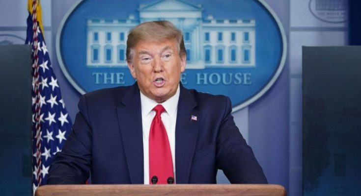 Donald Trump during health update announcement