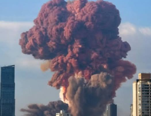 Massive explosion in city skyline