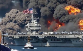 Trump reacting to burning aircraft carrier