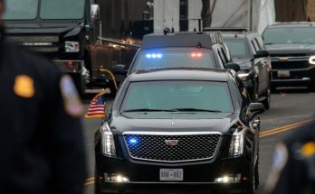 Presidential motorcade with Cadillac limo