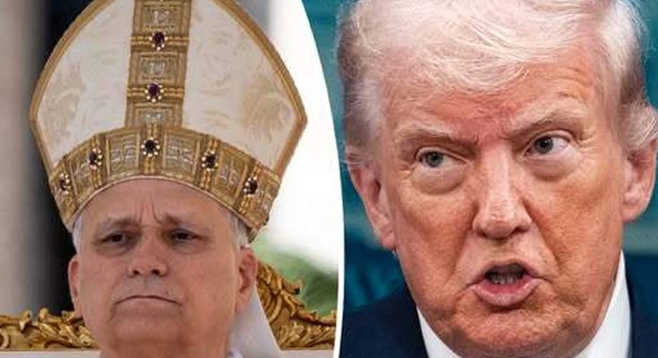 pope Leo and Donald Trump side by side with text about Iran threat
