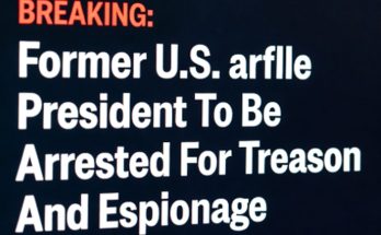 breaking news headline announcing former U.S. President's arrest for treason and espionage