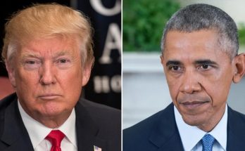 split image of Donald Trump and Barack Obama with 'WOW: President Trump Shares Video of